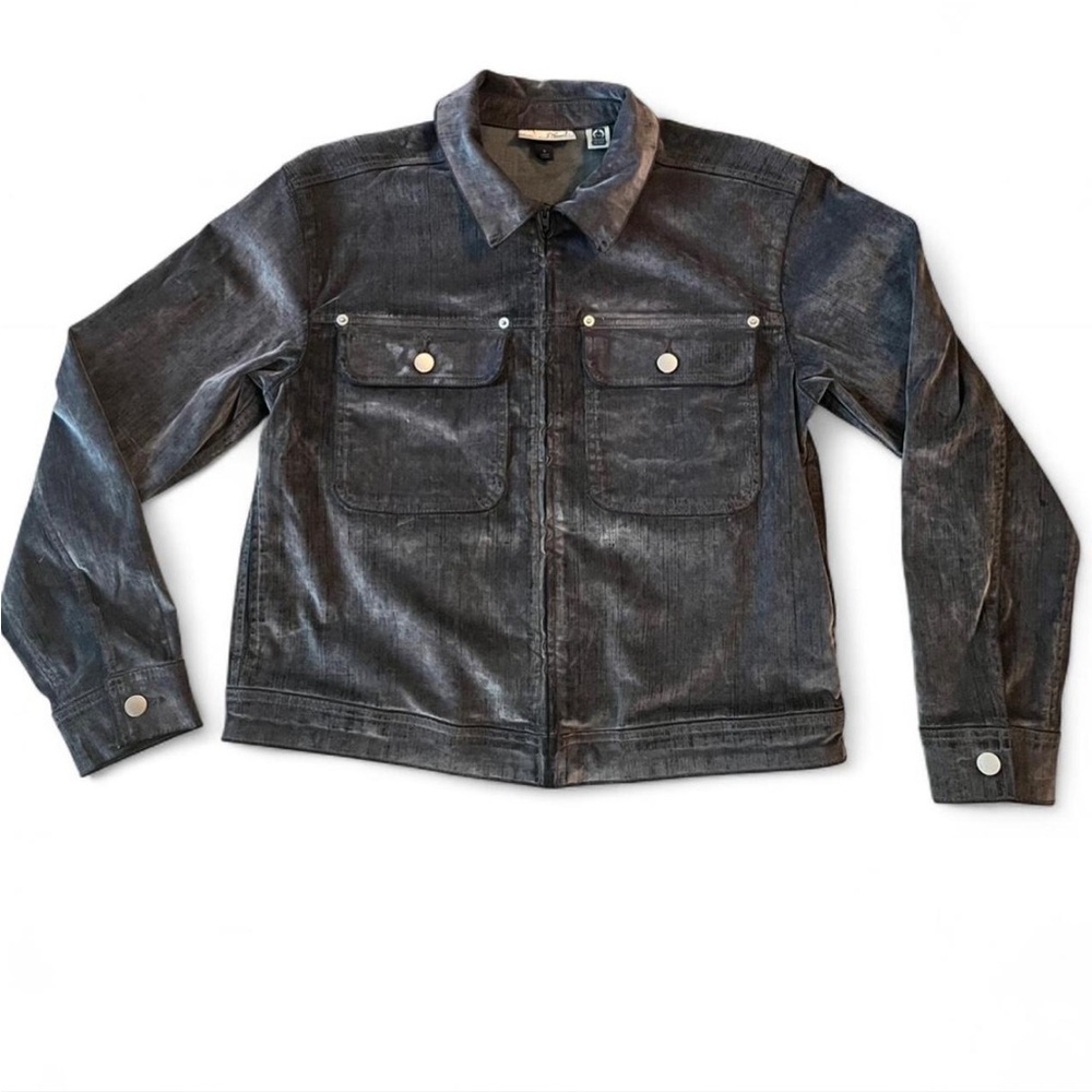 Grey Velvet Trucker Jacket